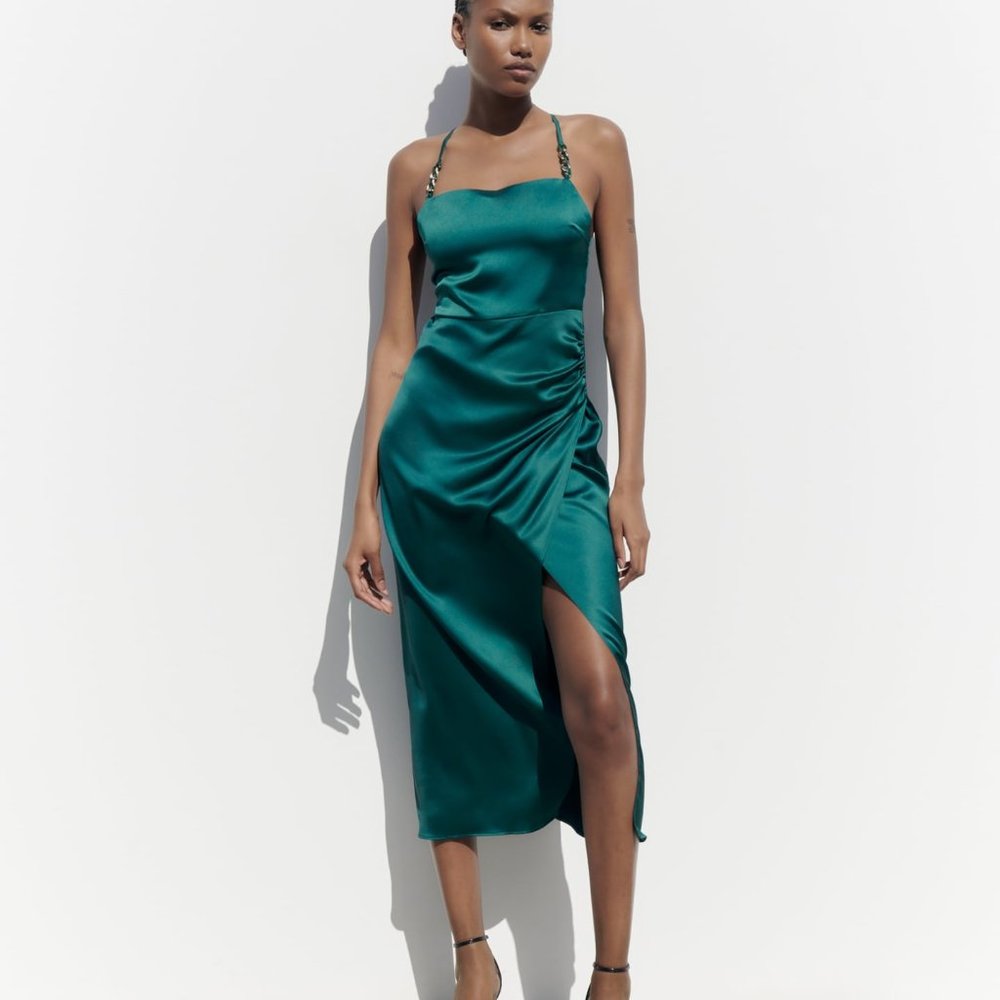 ZARA Medium Blue Green Dress